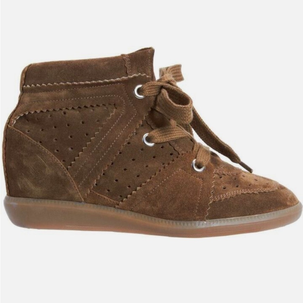 NIB Isabel Marant Bobby suede calfskin leather wedge sneakers 8 1/2 - Picture 4 of 13